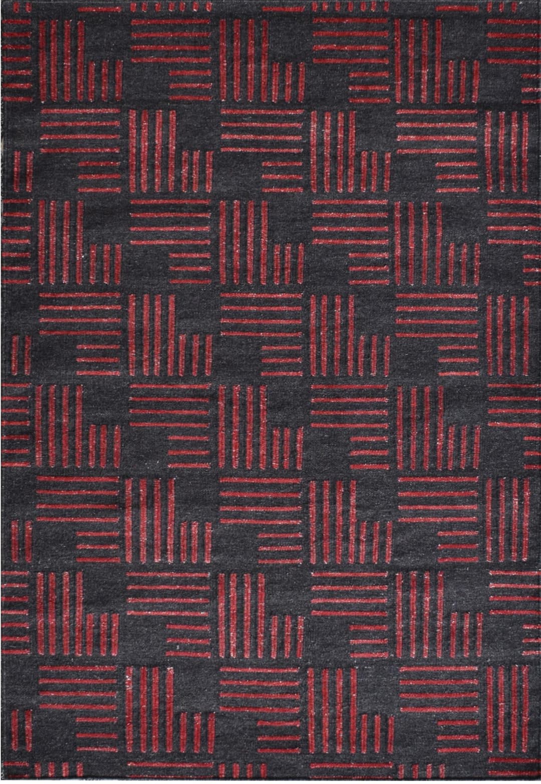 A Charcoal, Red flat weave product