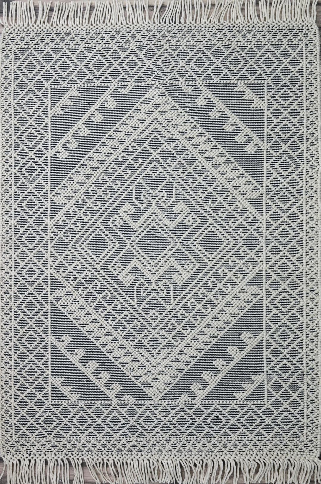 A Black, Ivory flat weave product